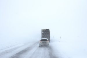 Winter stormy road